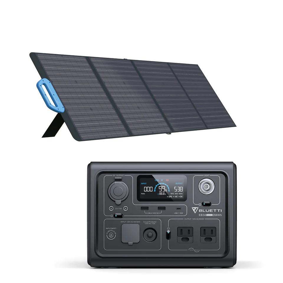 bluetti-eb3a-portable-power-station, EB3A+PV200 / 600W, 268WH, 200W Solar Kit