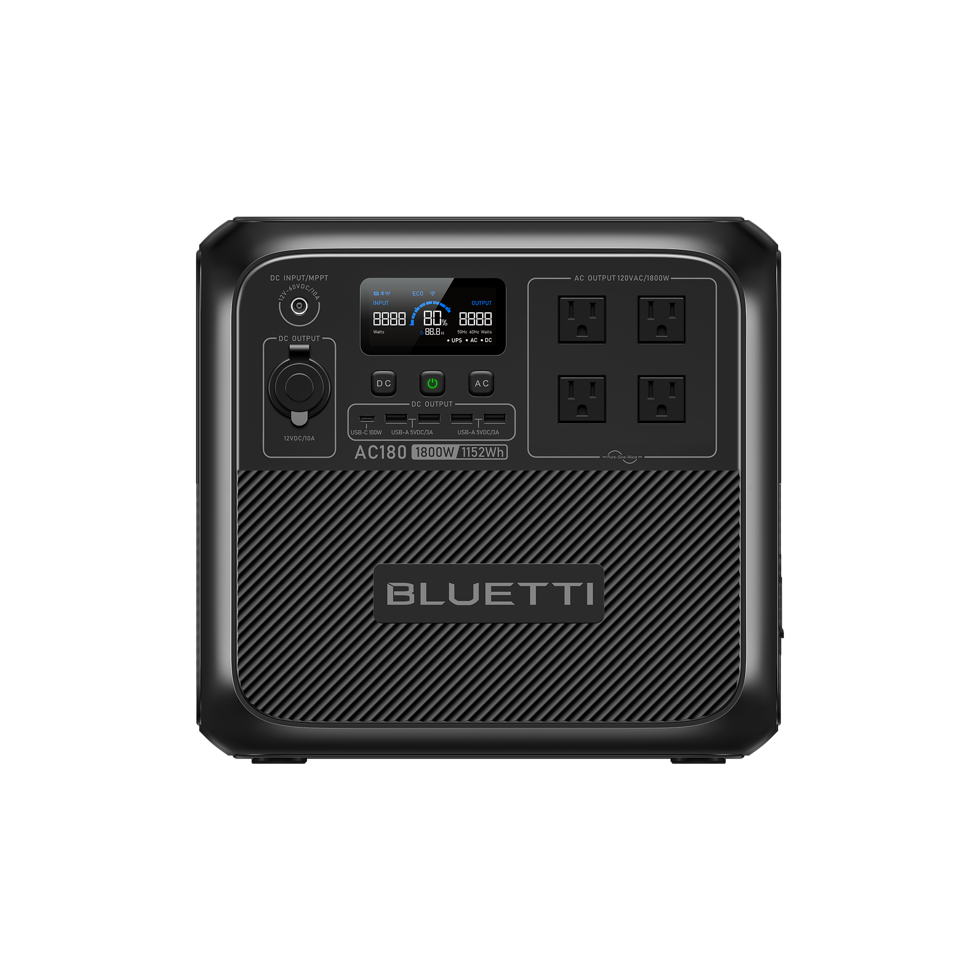 BLUETTI AC180 Solar Portable Power Station / 1,800W 1,152Wh, AC180 / 1800W, 1152Wh, Power Station