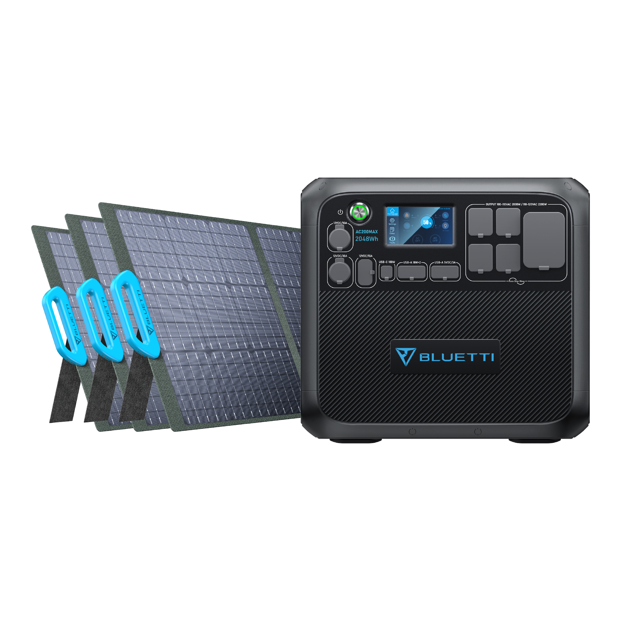 BLUETTI AC200MAX + 3*PV200 / Solar Power Generator Panel Kit & Home Battery Backup System