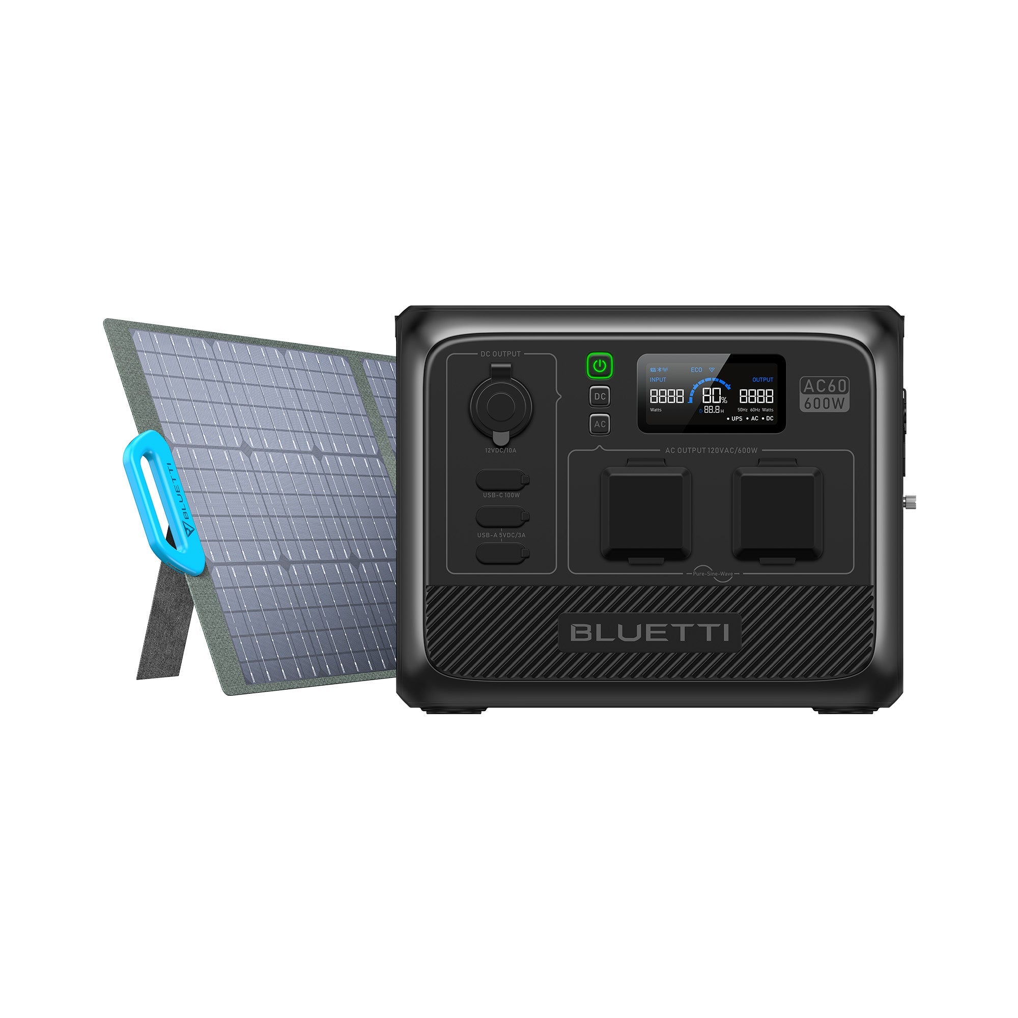 BLUETTI AC60 Portable Power Station / 600W 403Wh, AC60+PV200 / 600W, 403Wh, 200W Solar Kit