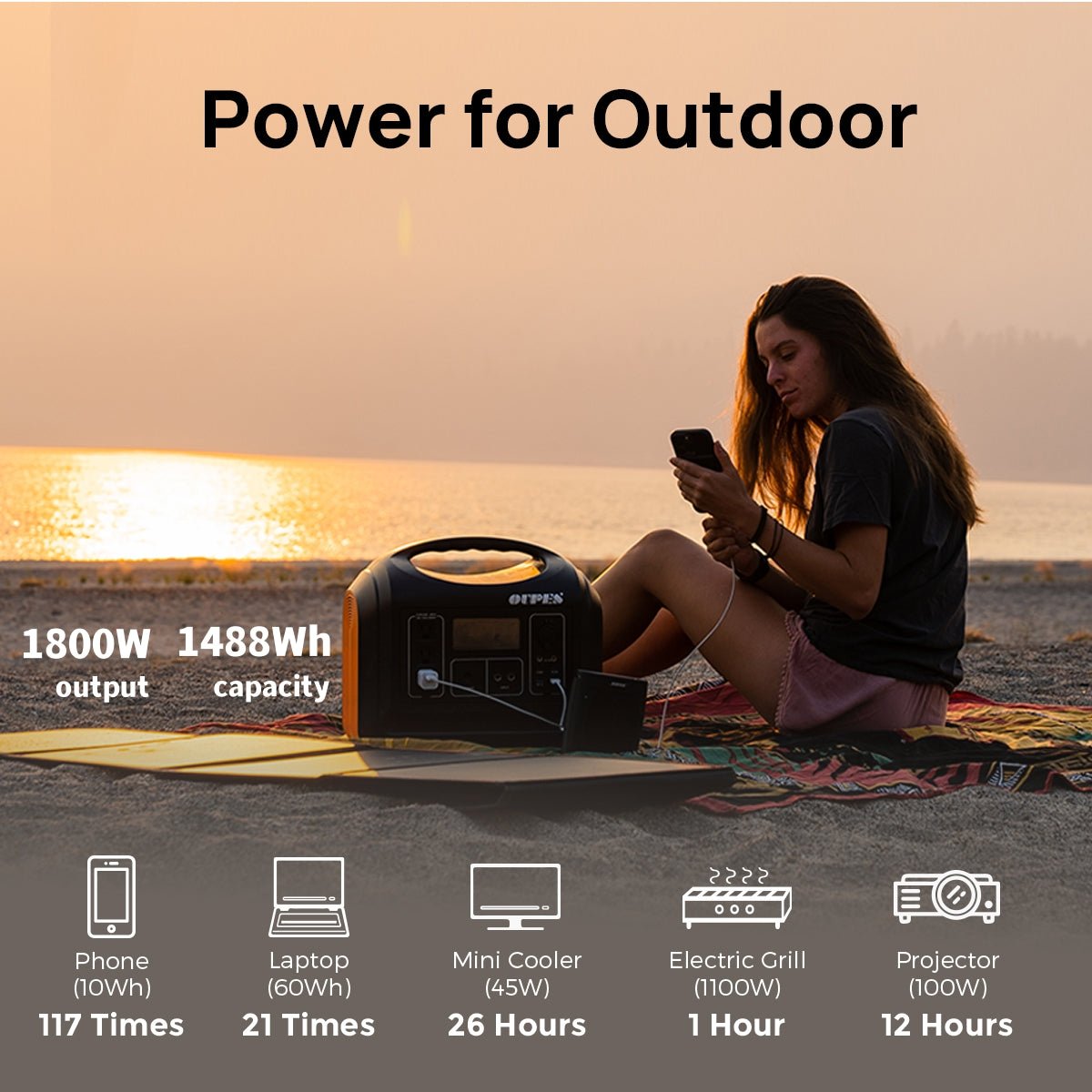 OUPES 1800 Portable Power Station | 1800W 1488Wh