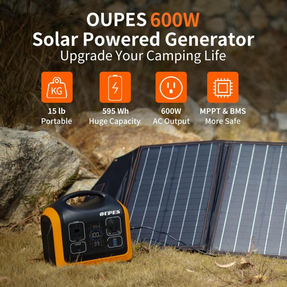 OUPES 600 + 1*100W Solar Panel | Solar Generator Kit